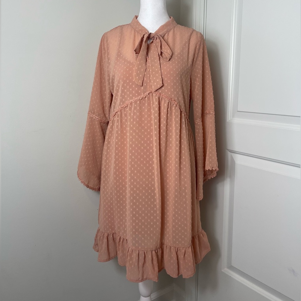 Chelsea & Violet Peach Polka Dot Dress